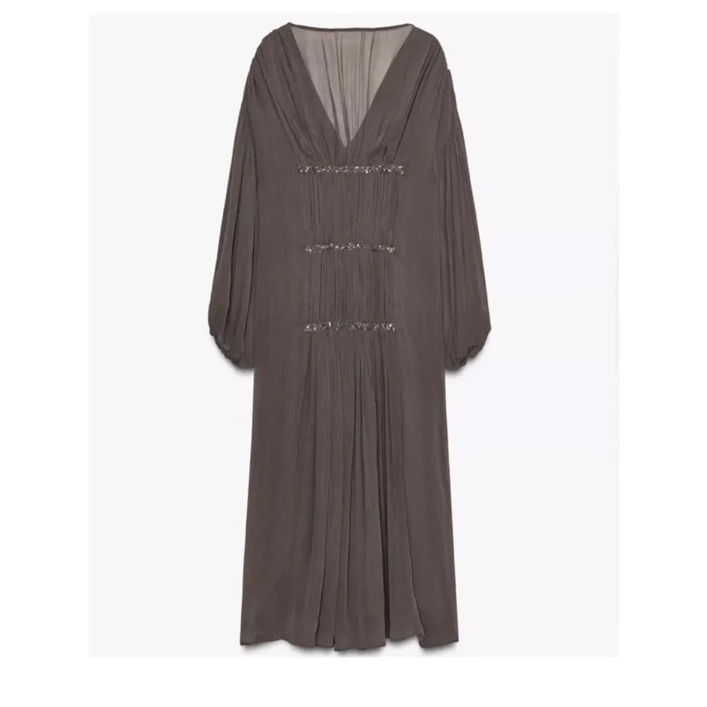 ZARA BEADED EMBROIDERED DRESS ZW COLLECTION - Picture 8 of 9